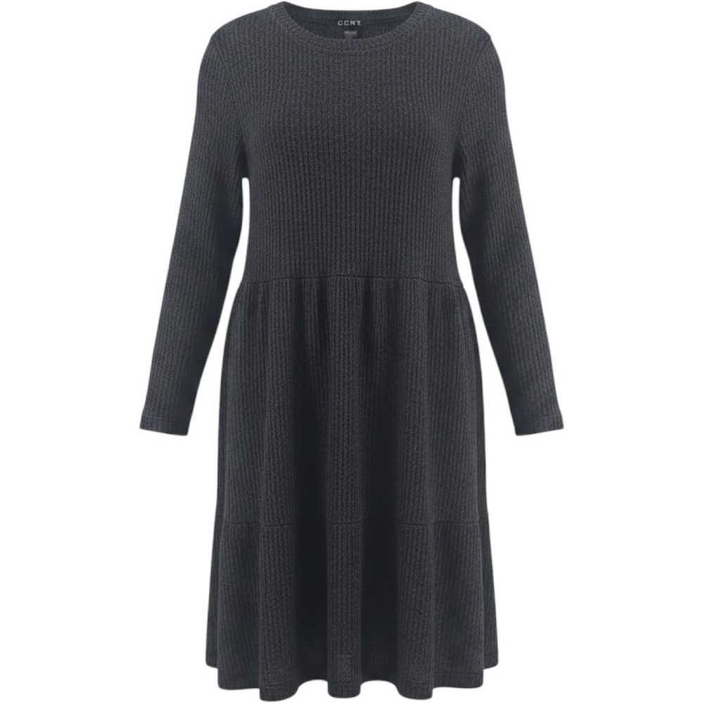 CENY Large Sweater Dress Charcoal Gray Ribbedโ Soft Knit Mini Dress New
